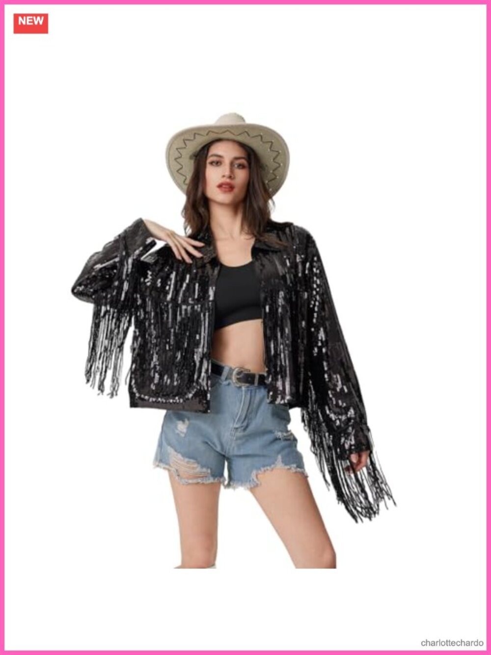 Sequin Fringe Jacket Long Sleeve Open Front Party Blazer